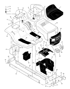 Chassis And Hood Diagram and Parts List for 312000X68B 2003 Briggs and Stratton Lawn Tractor